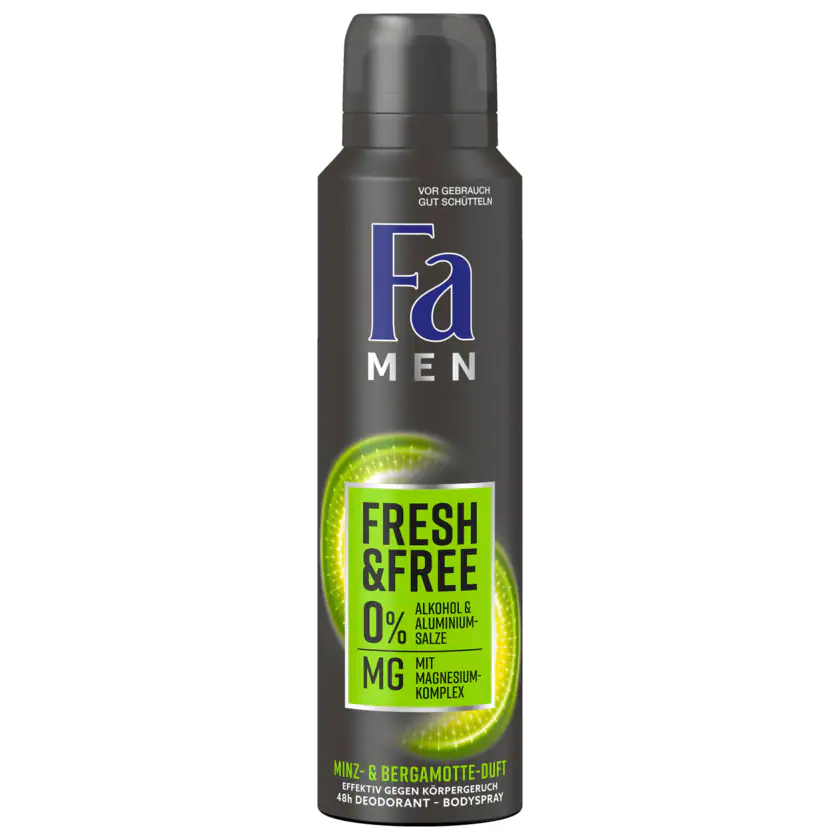 Fa Men Deodorant - Bodyspray Fresh & Free Minz- & Bergamotte -Duft 150ml - 4015100309133
