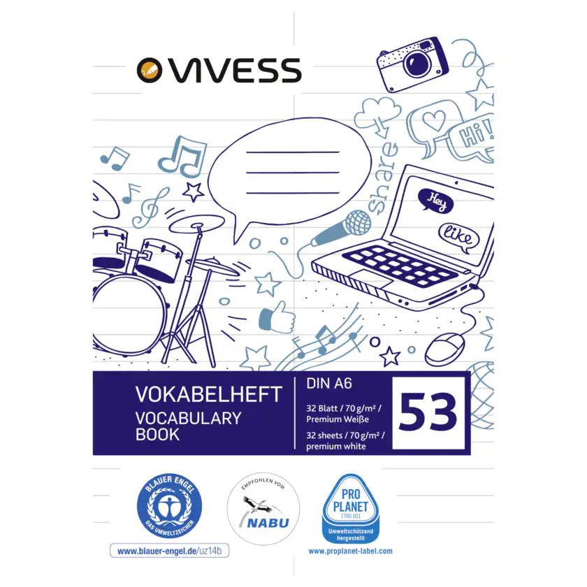 Vivess Vokabelheft A6 Lin 32 B - 4015291007900