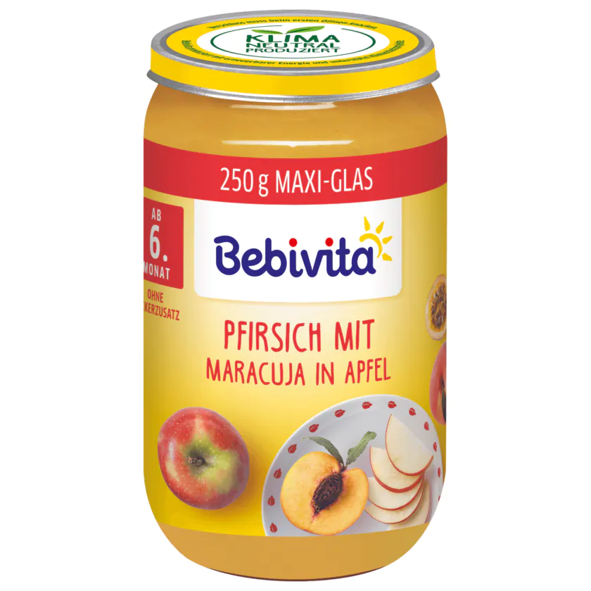 Bebivita Bio Früchtebrei Pfirsich mit Maracuja in Apfel 250g - 4018852029083
