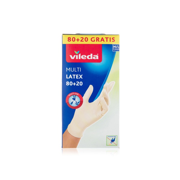 Vileda latex gloves x100 medium and large - Waitrose UAE & Partners - 4023103197961