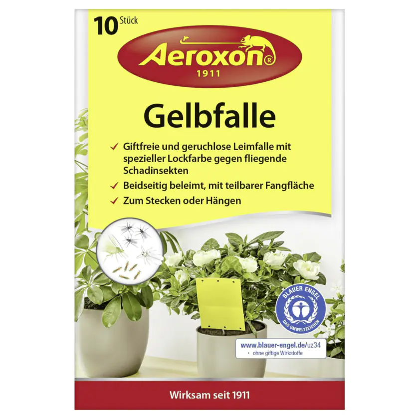 Aeroxon Gelbfalle für Topfpflanzen 10 Stück - 4027600364406