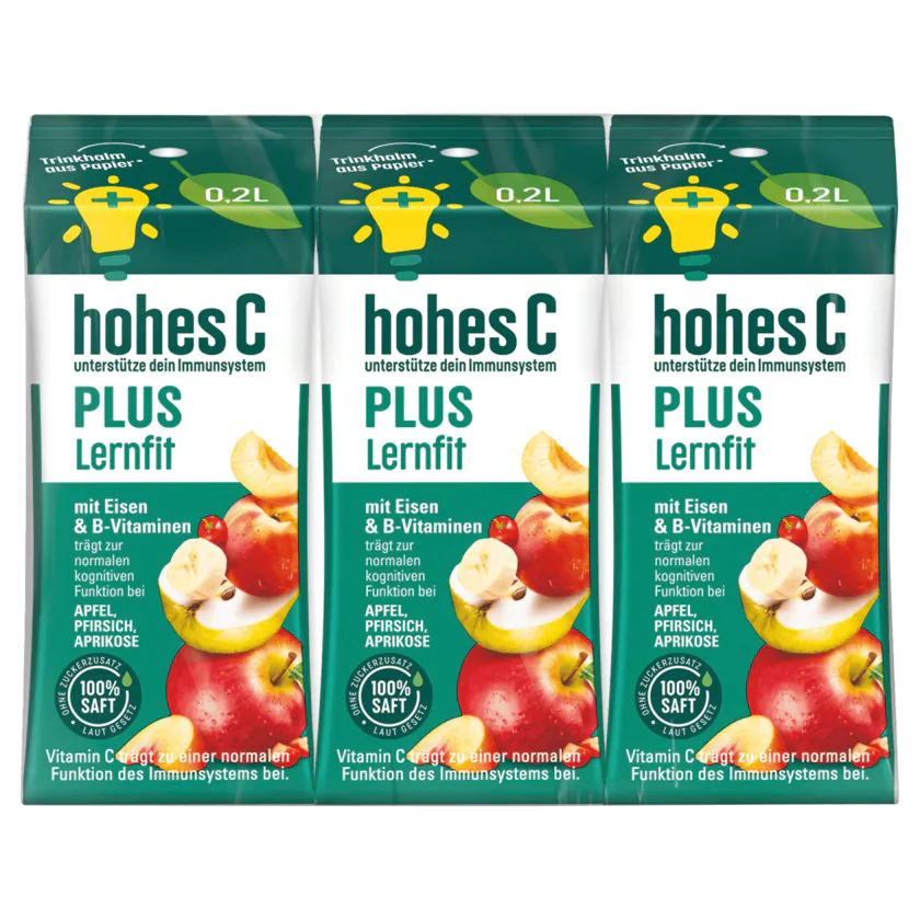 Hohes C plus Lernfit Apfel, Pfirsich, Aprikose 3x0,2l - 4048517689642