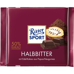 Ritter Sport Schokolade - halbbitter, 50% Kakao - 4051379015016