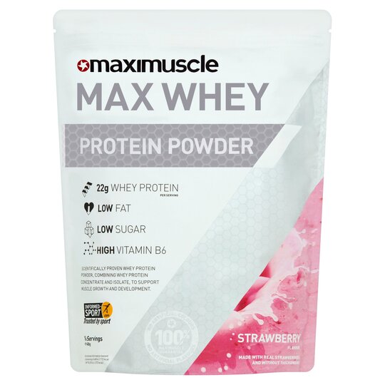 Maximuscle Max Whey Protein Powder Strawberry 480G - 4062001000553