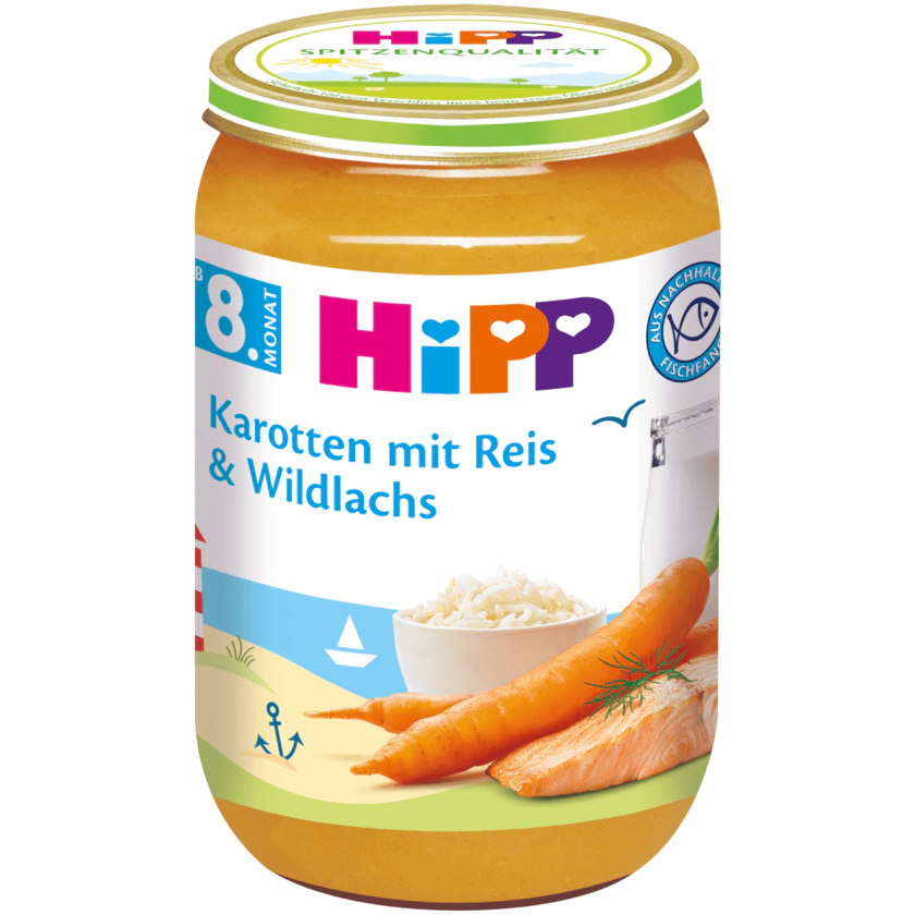 Hipp, Karotten Mit Reis Und Wildlachs - 4062300208254