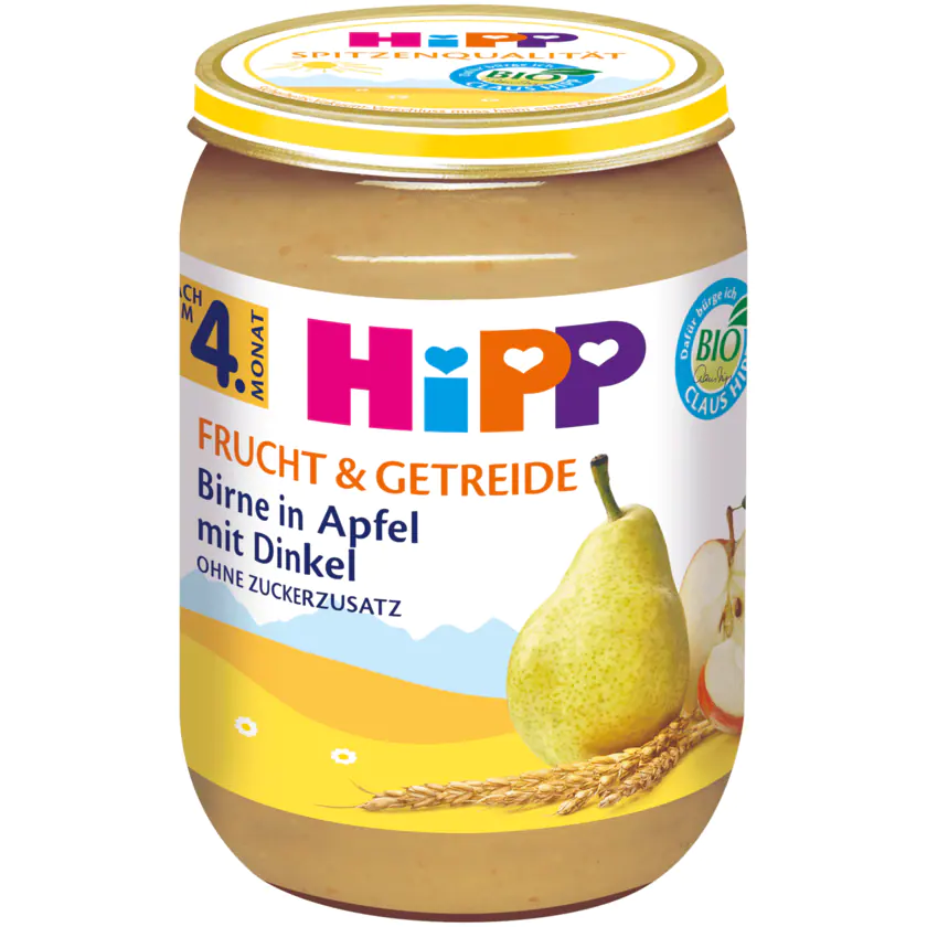 Hipp Bio Frucht & Getreide Birne in Apfel mit Dinkel nach dem 5.Monat 190g - 4062300269842