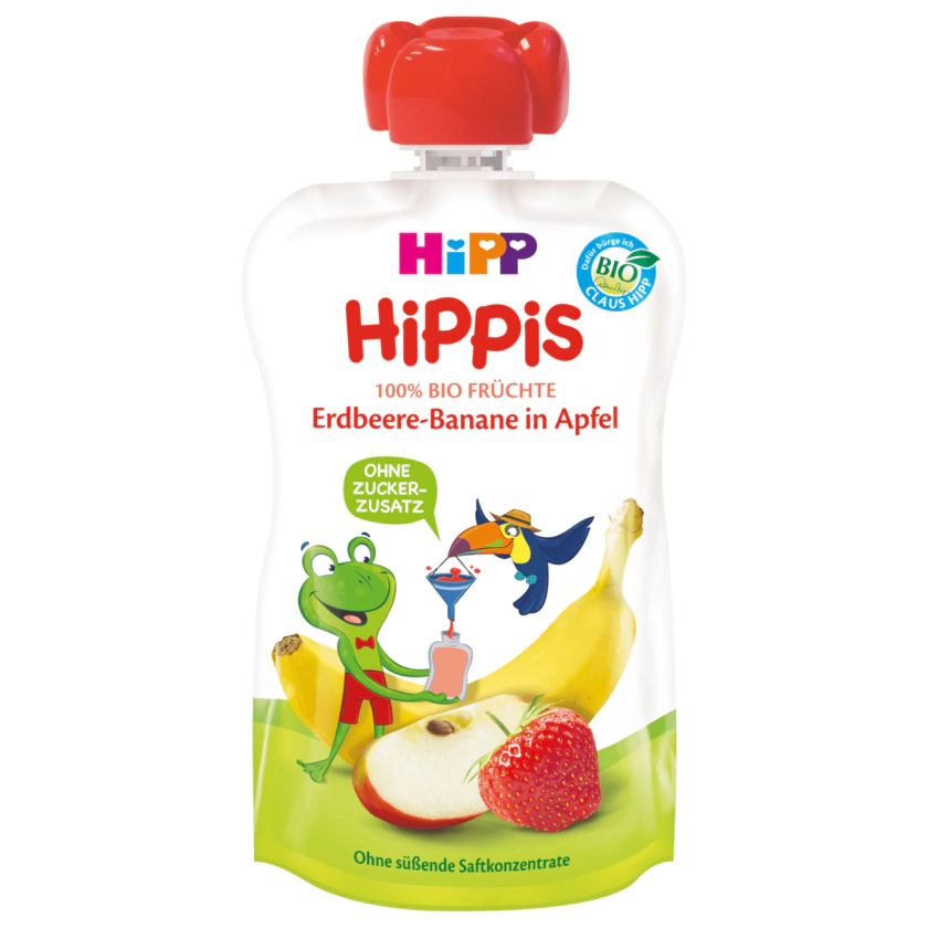 Hipp Bio Hippis Erdbeere-Banane in Apfel 100 g - 4062300278547