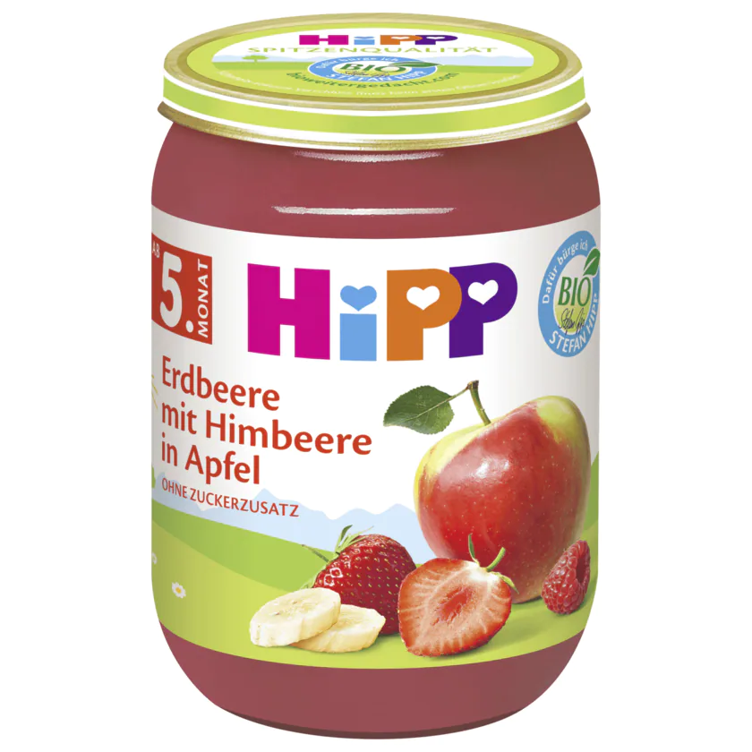 Hipp Bio Erdbeere mit Himbeere in Apfel ab dem 5.Monat 190G - 4062300293960
