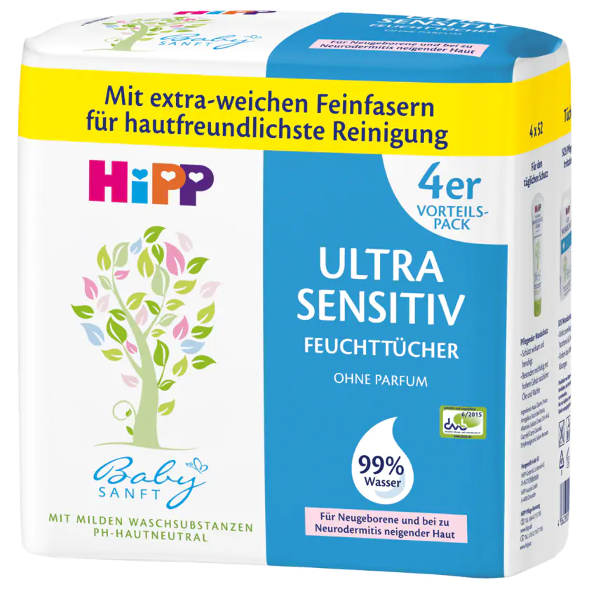 Hipp Babysanft Feuchttücher Ultra Sensitiv 4x52 Stück - 4062300301993