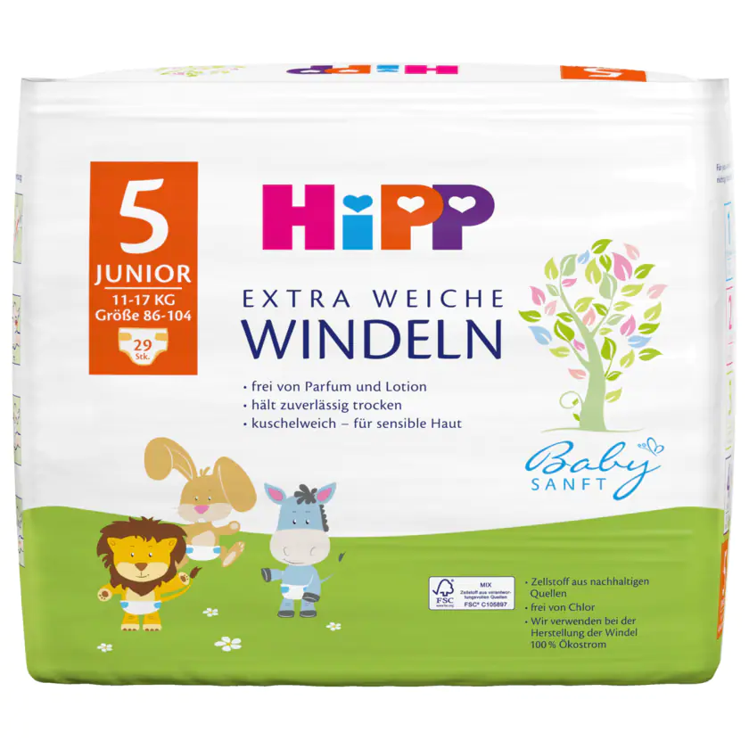 Hipp Windeln Gr.5 Junior 11-17 kg 29 Stück - 4062300341180