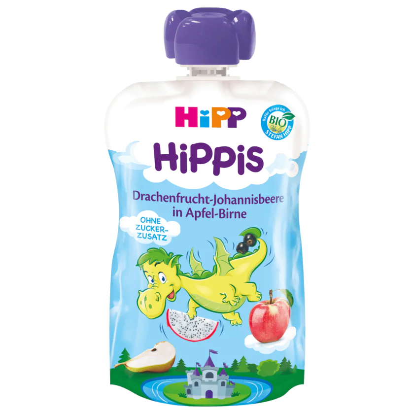Hipp Bio Hippis Drachenfrucht-Johannisbeere in Apfel-Birne ohne Zuckerzusatz ab 1Jahr 100g - 4062300342842