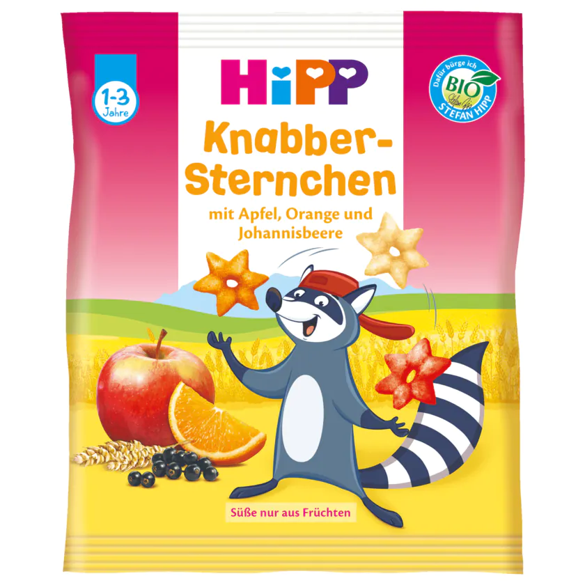 HiPP Bio Knabber-Sternchen mit Apfel, Orange und Johannisbeere 30g, 1-3 Jahre - 4062300399518