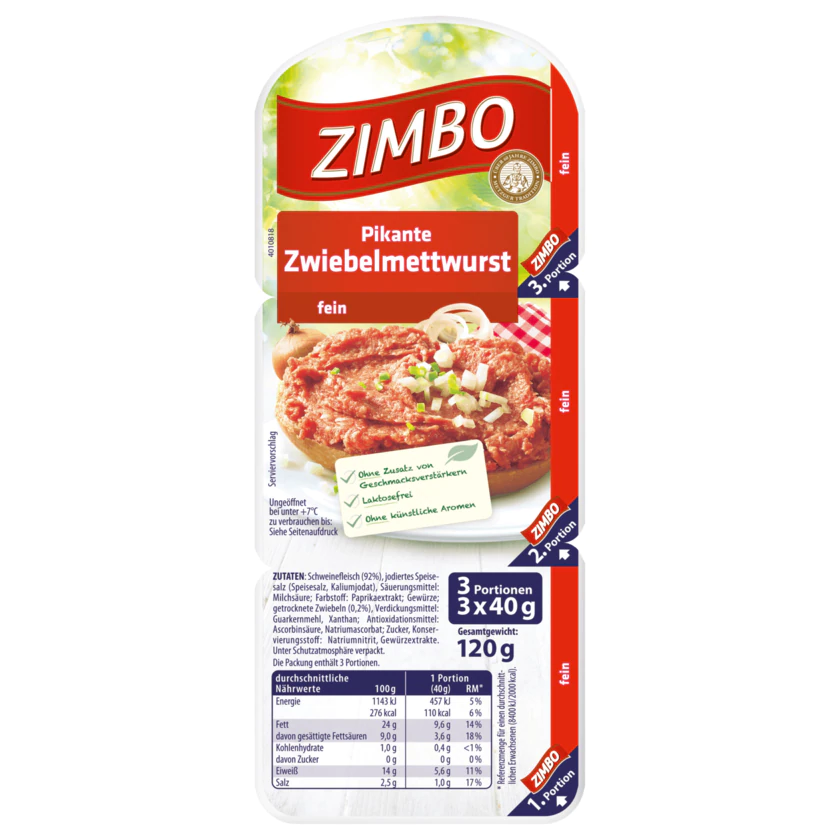 Zimbo Zwiebelmettwurst fein 120g - 4063761540051