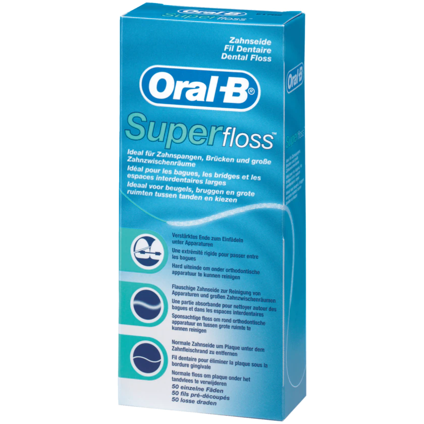 Oral-B Zahnseide Fäden SuperFloss 50 Stück - 4103330017369