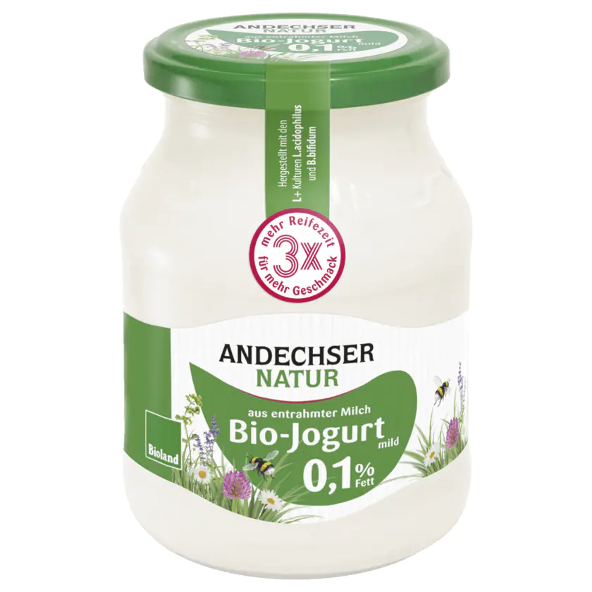 Andechser Naturjogurt, Fit Mit 0, 1% Fett - 4104060012211