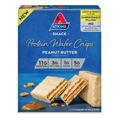 Atkins Protein Wafer Crisps, Peanut Butter, Keto Friendly, 5 Count - 412727934061