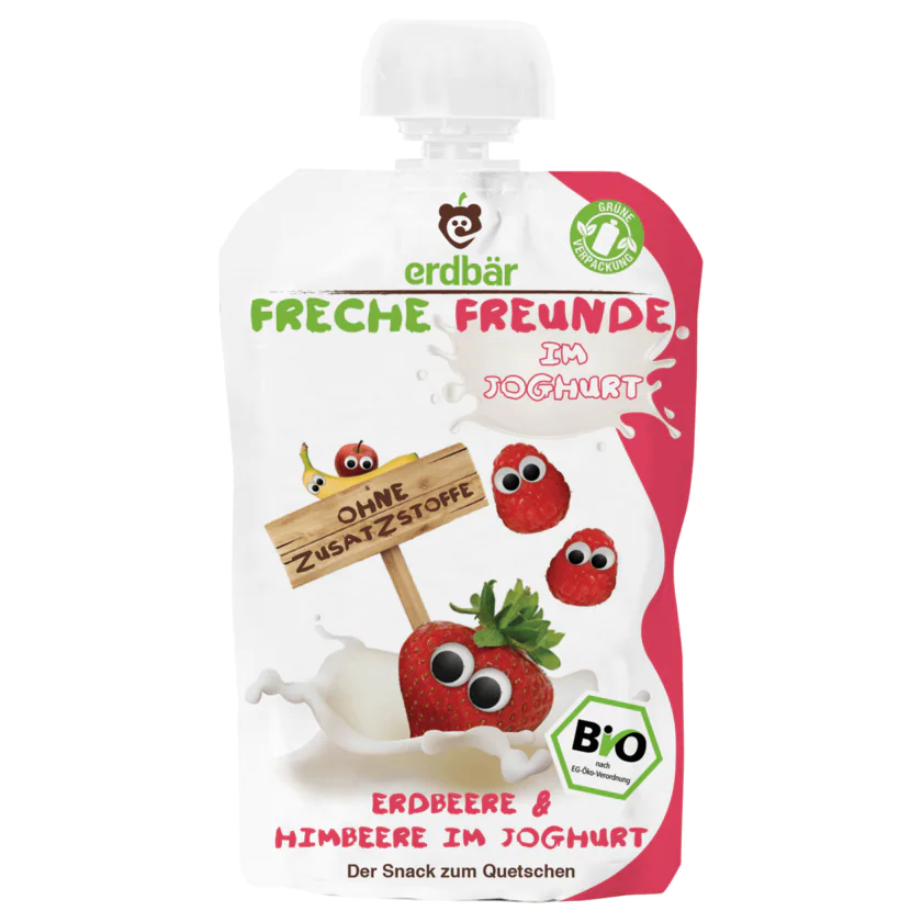 Erdbär Bio Freche Freunde Erdbeere & Himbeere im Joghurt 100 g - 4260249140639