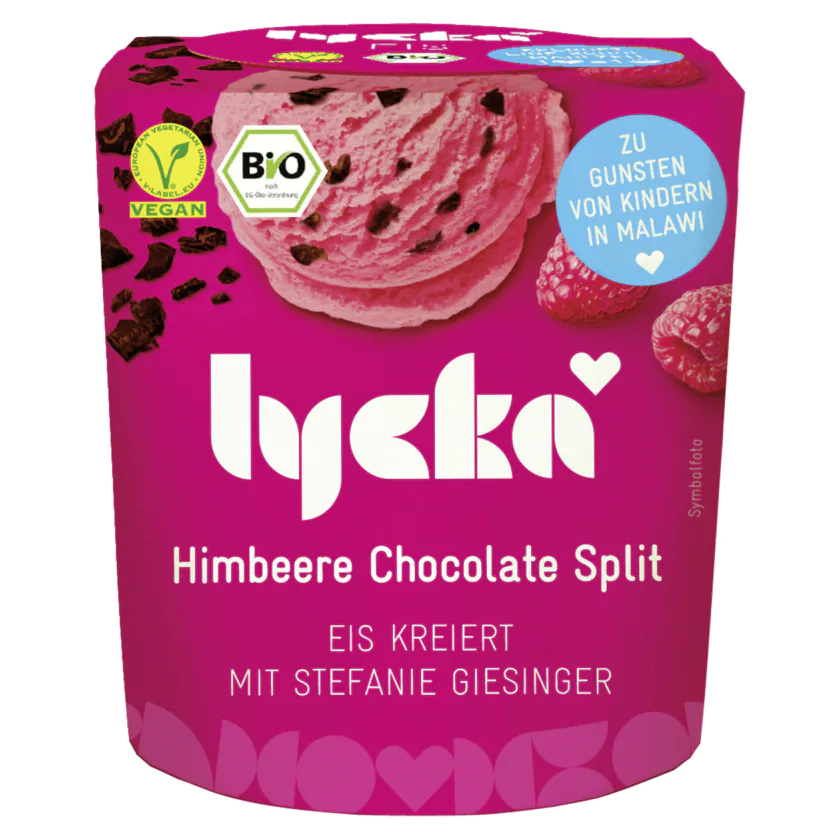 Lycka Bio Eis Himbeere Chocolate Split vegan 500ml - 4260376845124