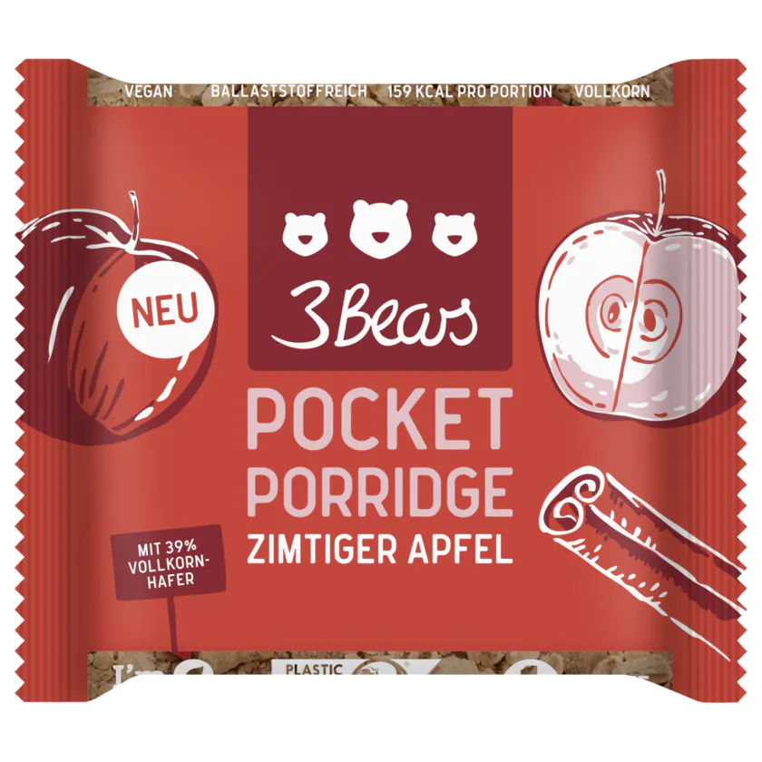 3Bears Pocket Porridge Zimtiger Apfel 55g - 4260462982108