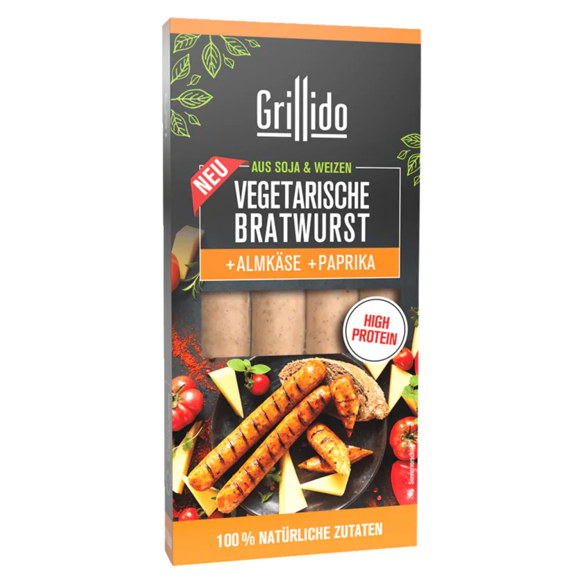 Grillido Bratwurst Almkäse und Paprika vegetarisch 200g - 4260480784289