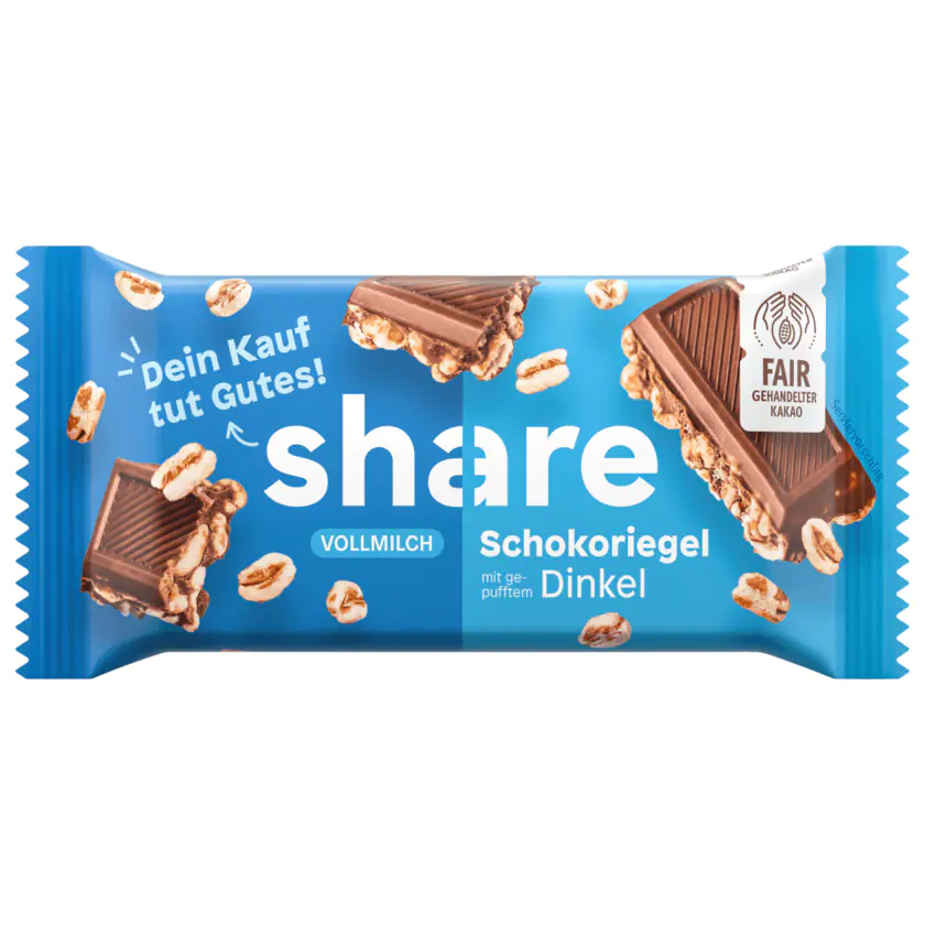 share Schokoriegel mit gepufftem Dinkel Vollmilch 45g - 4260556674445