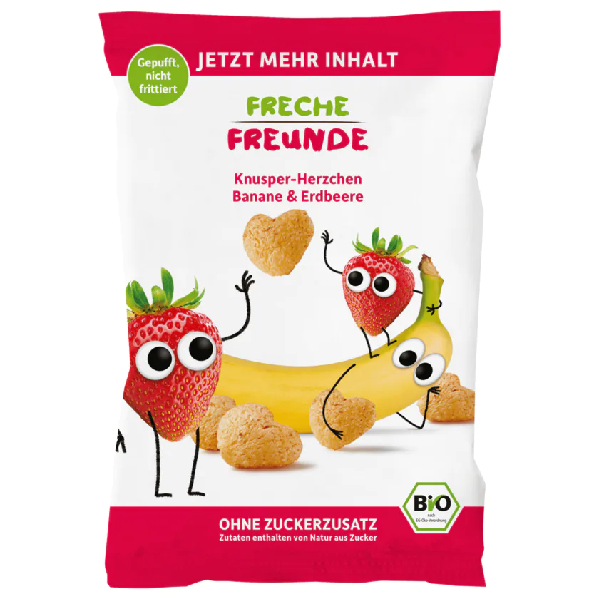 Freche Freunde Knusper-Herzchen Bio Banane & Erdbeere 30g - 4260618523094