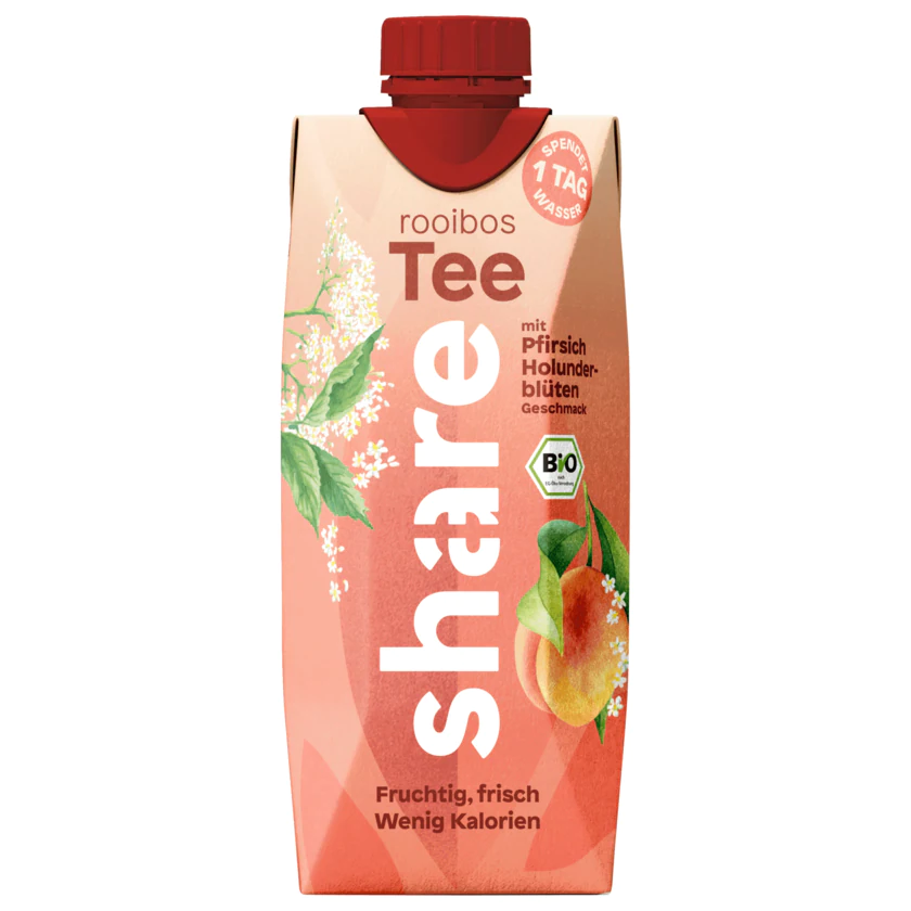 share Bio Rooibos Tee mit Pfirsich und Holunderblüten Geschmack 0,5l - 4260739992847