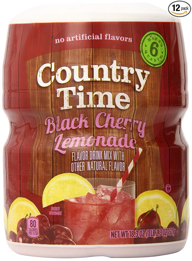  Country Time Black Cherry Lemonade Naturally Flavored Powdered Drink Mix 12 Count 18.3 oz Canisters  - 430000625000