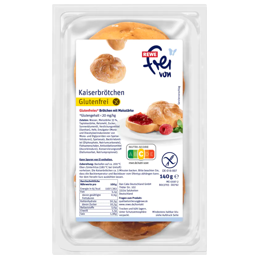 REWE frei von Kaiserbrötchen glutenfrei 140g - 4337256000277