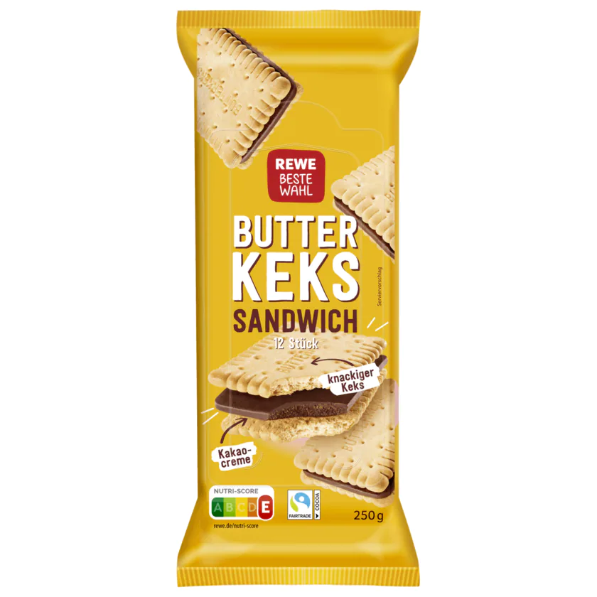 REWE Beste Wahl Butterkeks Sandwich 12 Stück 250g - 4337256019651