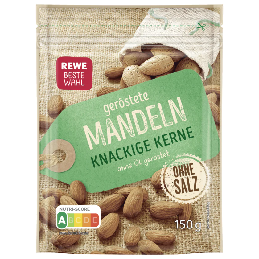 REWE Beste Wahl geröstete Mandeln ohne Salz 150g - 4337256032551