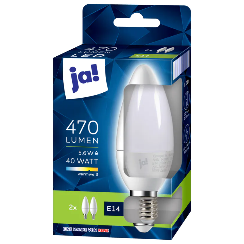 ja! LED Kerze E14 470 Lumen 40 Watt 2 Stück - 4337256041751