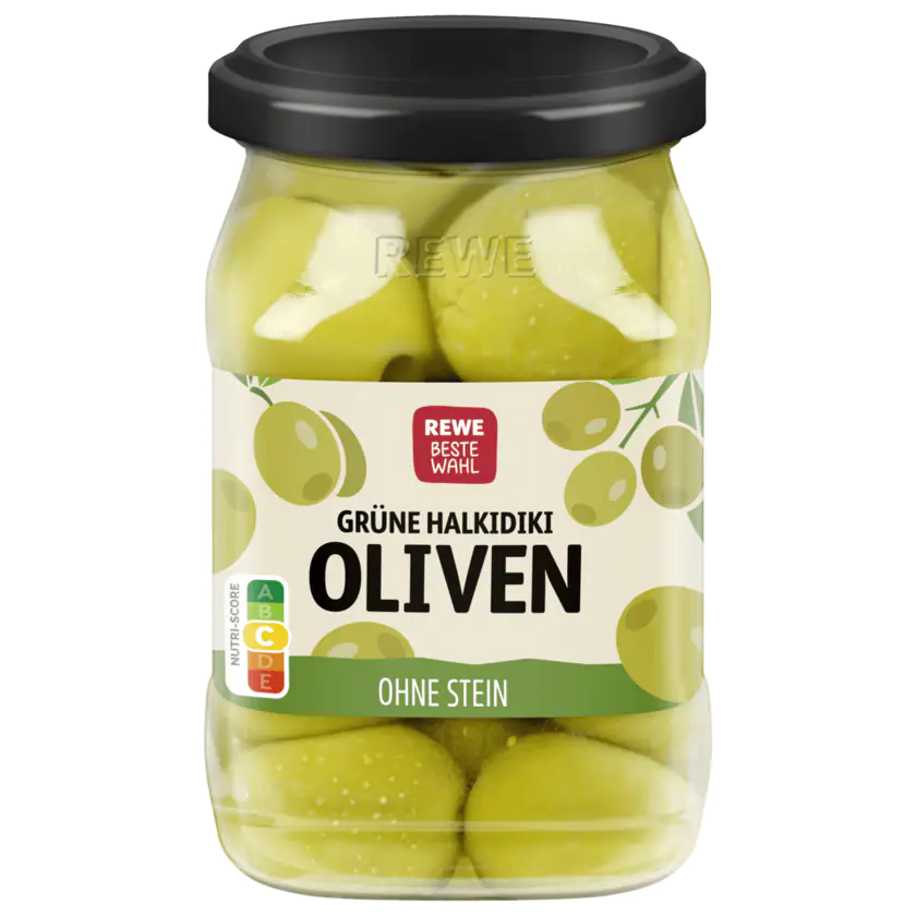 REWE Beste Wahl Grüne Oliven ohne Stein 135g - 4337256044301