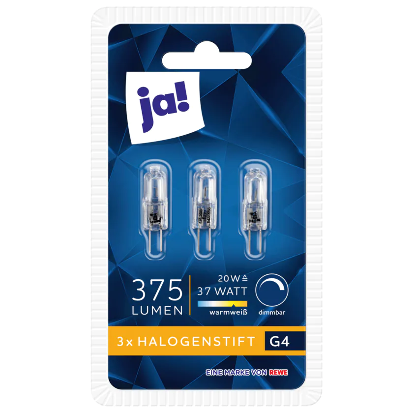 ja! Halogenstift Leuchtmittel G4 375 Lumen 37 Watt 3 Stück - 4337256044356