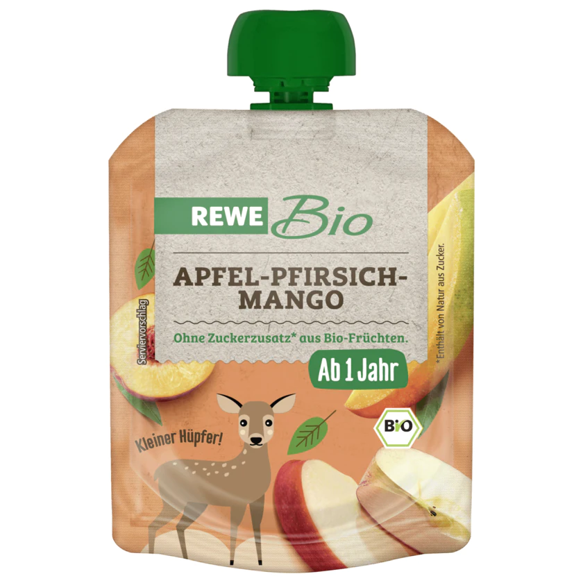 REWE Bio Quetschie Apfel-Pfirsich-Mango 90g - 4337256055482