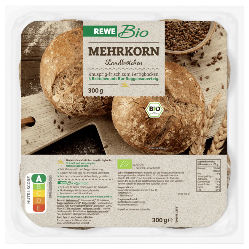 REWE Bio Mehrkorn Landbrötchen 300g - 4337256068161