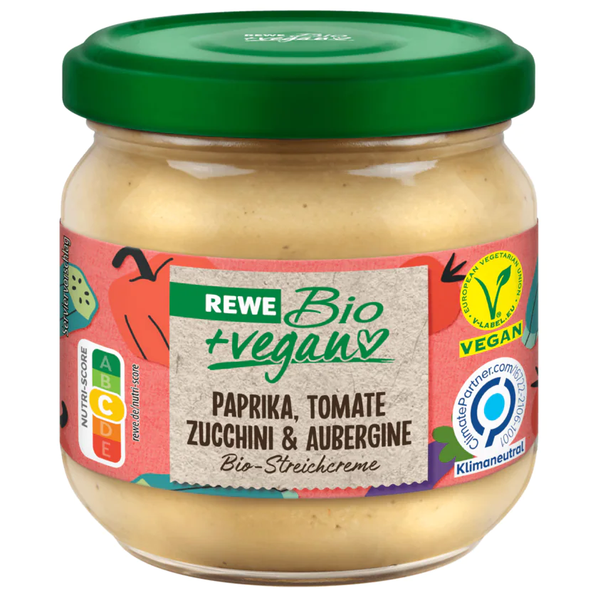 REWE Bio Streichcreme Paprika, Aubergine, Zucchini & Tomate 180g - 4337256077392