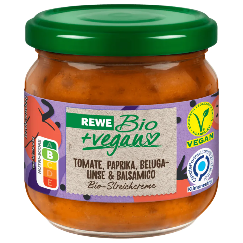 REWE Bio Streichcreme Tomate, Paprika, Belugalinse & Balsamico 180g - 4337256078313