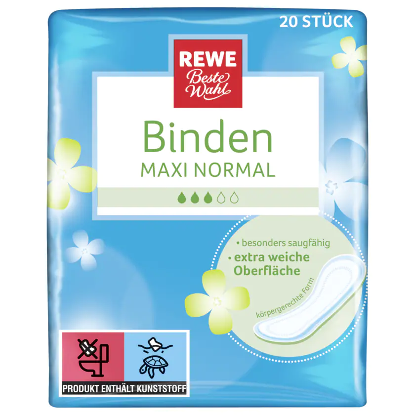 REWE Beste Wahl Maxi Binden Normal 20 Stück - 4337256084130