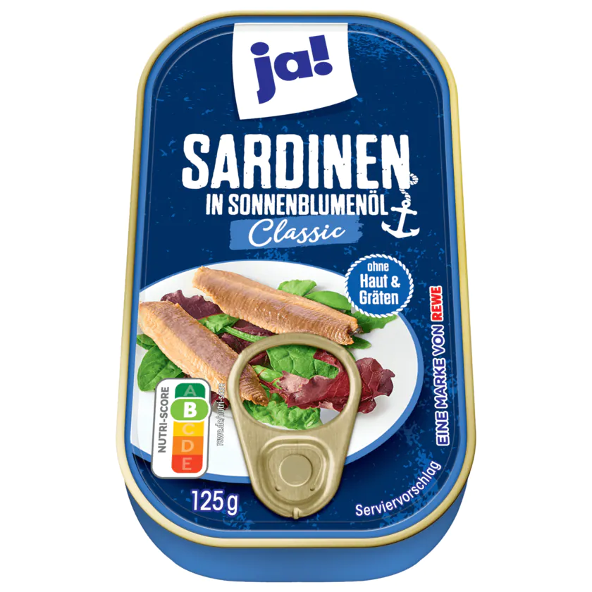 ja! Sardinen in Sonnenblumenöl 125g - 4337256085816