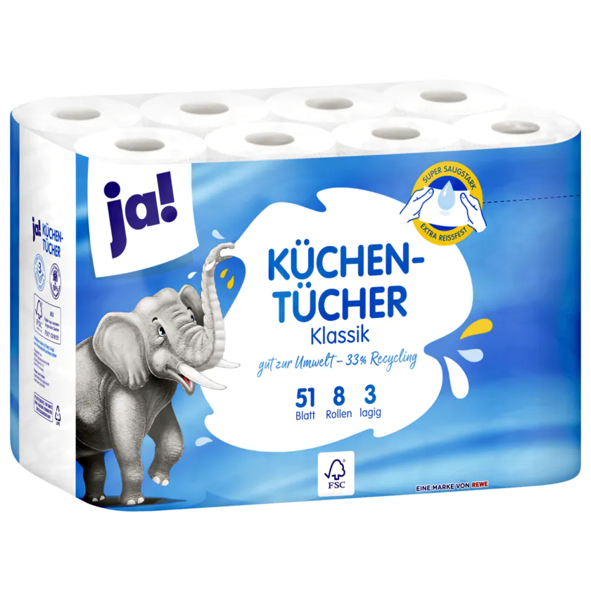 Ja! Küchentücher Klassik 3-lagig 8x51 Blatt - 4337256092586