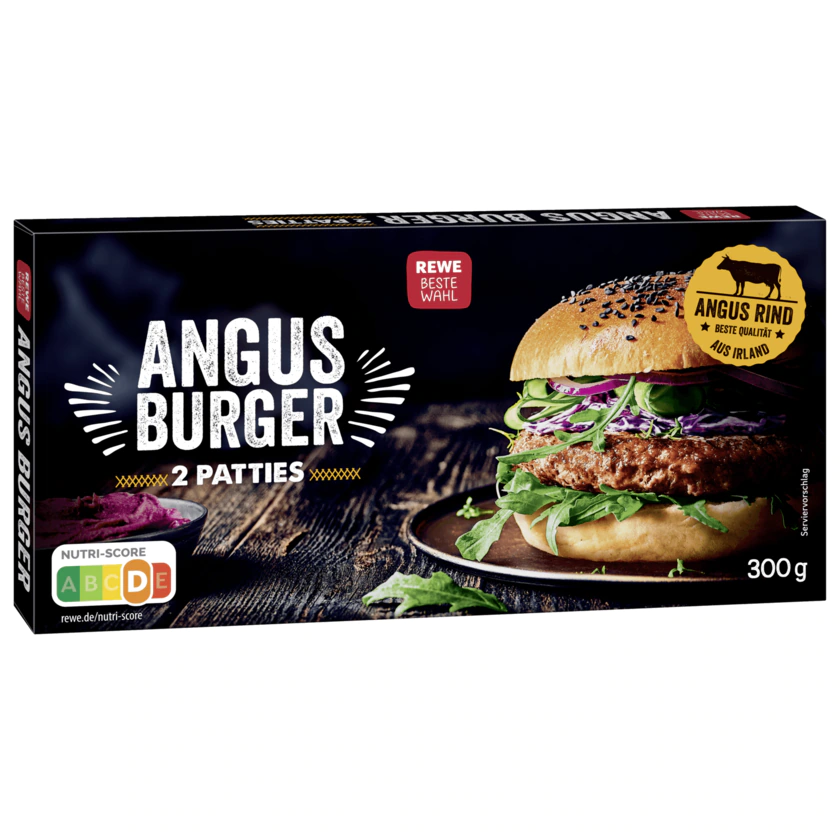 REWE Beste Wahl Angus Burger 300g, 2 Patties - 4337256149259