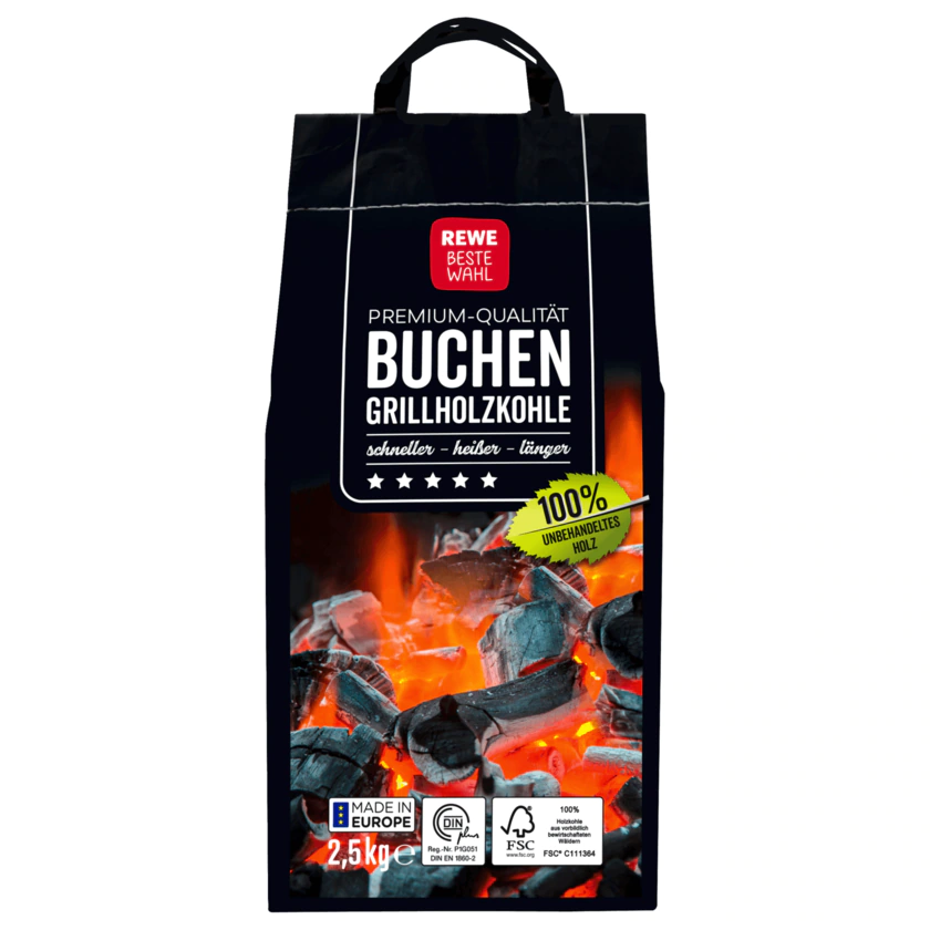 REWE Beste Wahl Buchen Grillholzkohle 2,5kg - 4337256150125