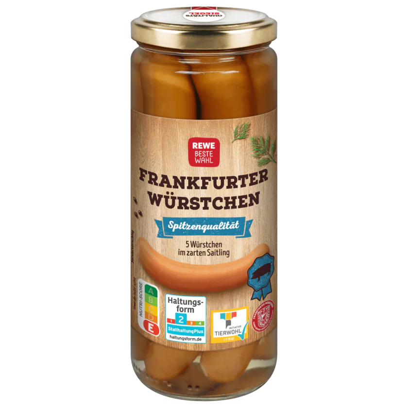 REWE Beste Wahl Original Frankfurter Würstchen 250g, 5 Stück - 4337256174596