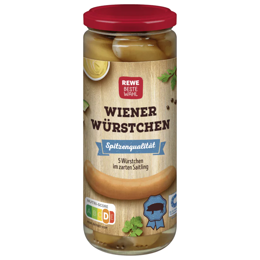 REWE Beste Wahl Wiener Würstchen 250g, 5 Stück - 4337256174961