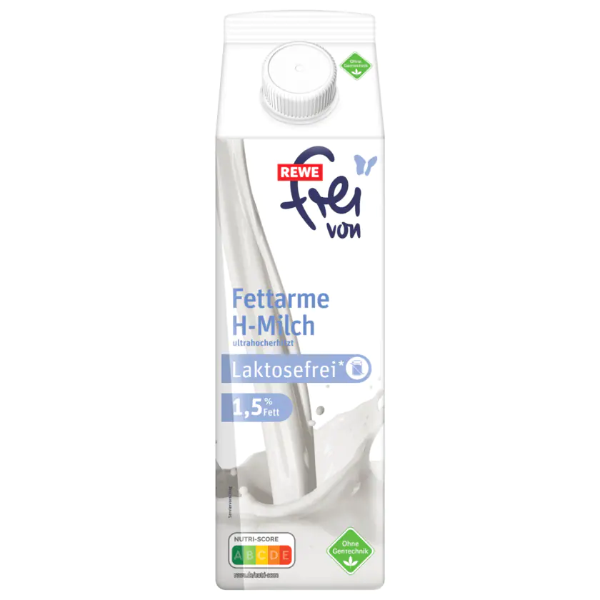 REWE Frei von Fettarme H-Milch laktosefrei 1,5% 1l - 4337256176330