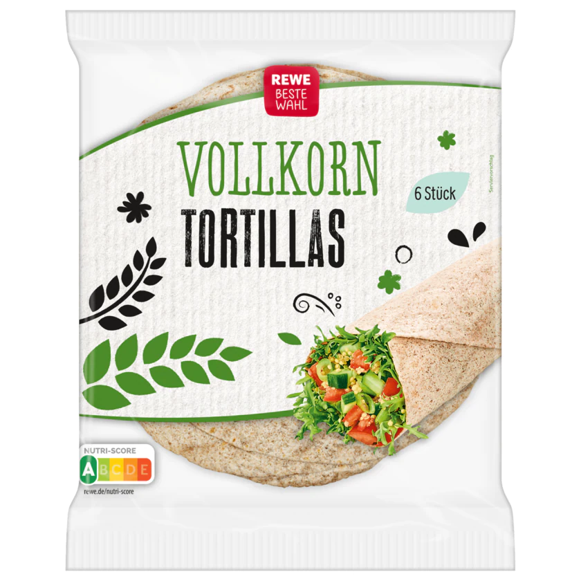 REWE Beste Wahl Vollkorn Tortillas 432g, 6 Stück - 4337256179904