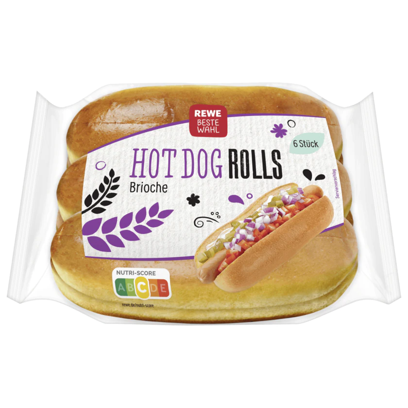 REWE Beste Wahl Hot Dog Rolls Broiche 6 Stück - 4337256179966