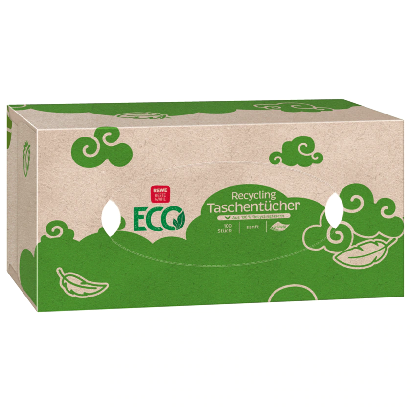 REWE Beste Wahl Eco Recycling Taschentücher Box 100 Stück - 4337256183406