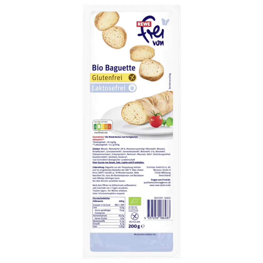 REWE Frei von Bio Baguette 200g - 4337256186483